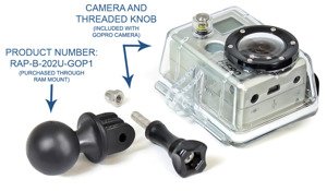 Uchwyt do kamer GoPro montowany do ramy kierownicy  z 1 calową głowicą obrotową